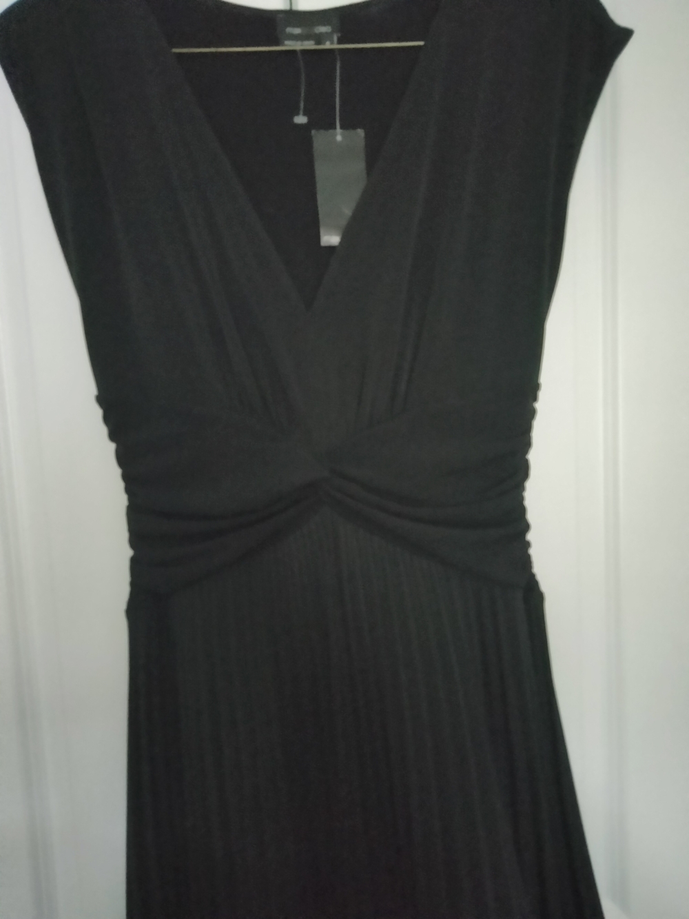 Max & Cleo Black V-Neck Twist-Waist Midi Dress